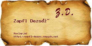 Zapfl Dezső névjegykártya